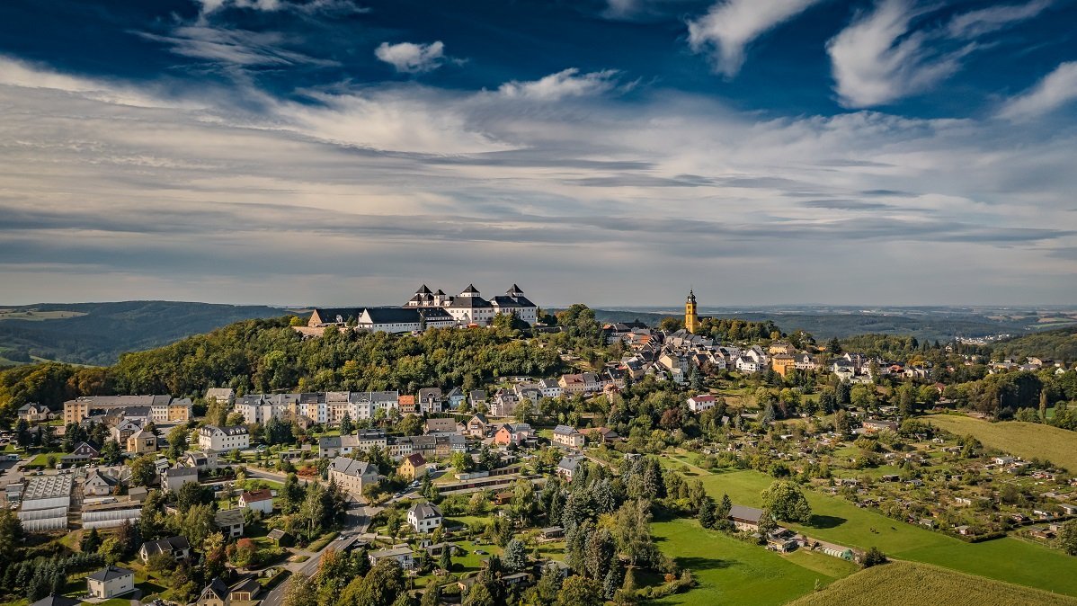 Drohnenaufnahme Schloss und Stadt Augustusburg